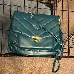 Teal Quilted Shoulder Bag